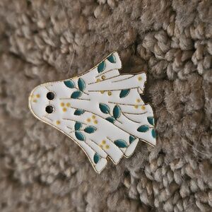 Ghost Enamel Pin with Floral Design